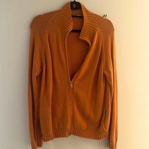 Malo orange zip up cashmere sweater size L